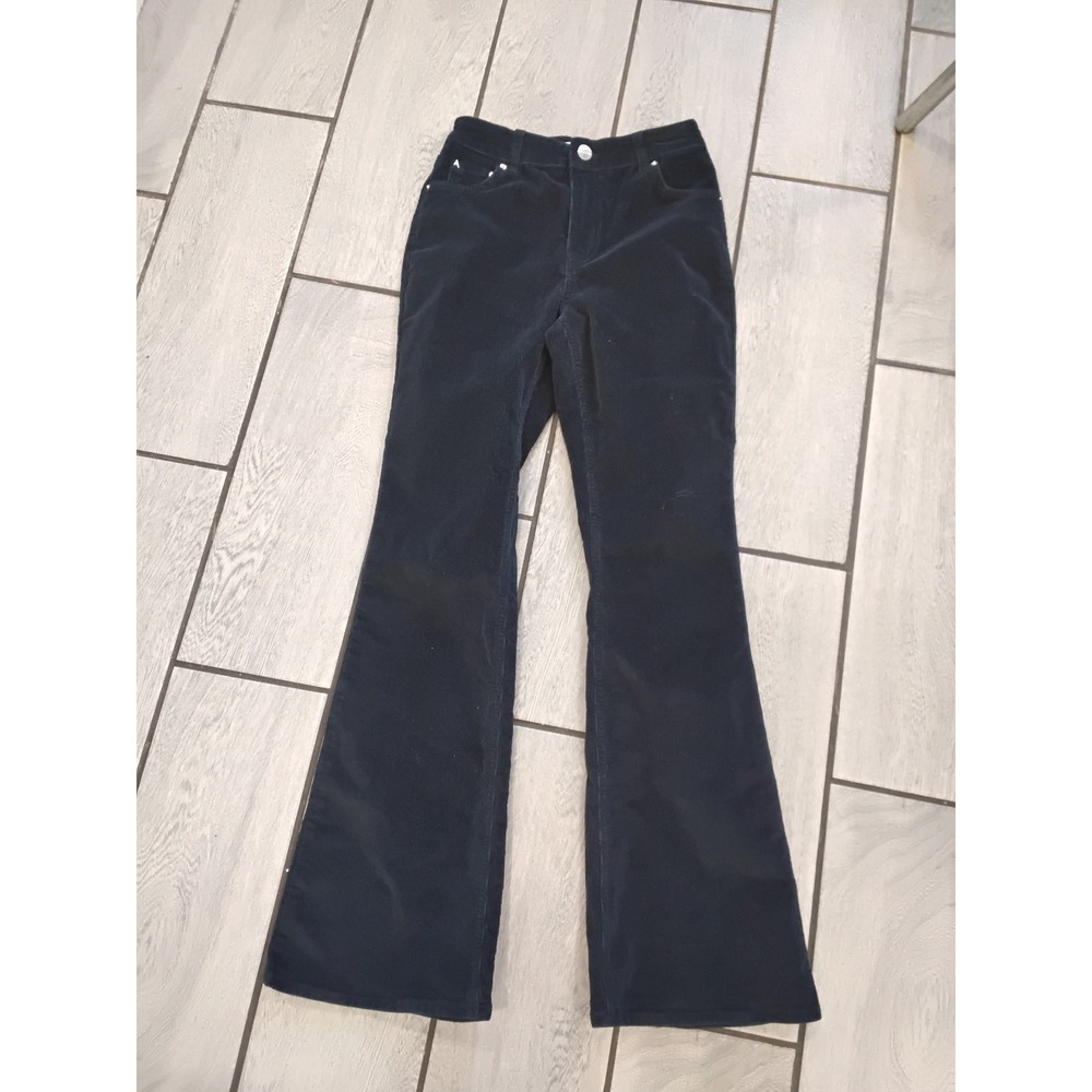 Aligne Navy Blue Corduroy Flare Pants High Waisted W27 Retro Minimalist Trousers